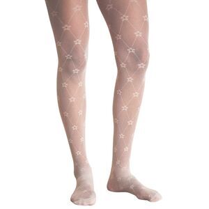 FREE PEOPLE Blush Pink Sheer Daisy Logo Tights - Women's Size OS - NWT